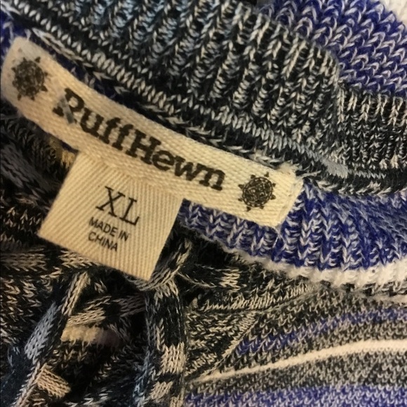 Ruff Hewn XL lace up tie front long sleeve sweater black blue white - Picture 7 of 12